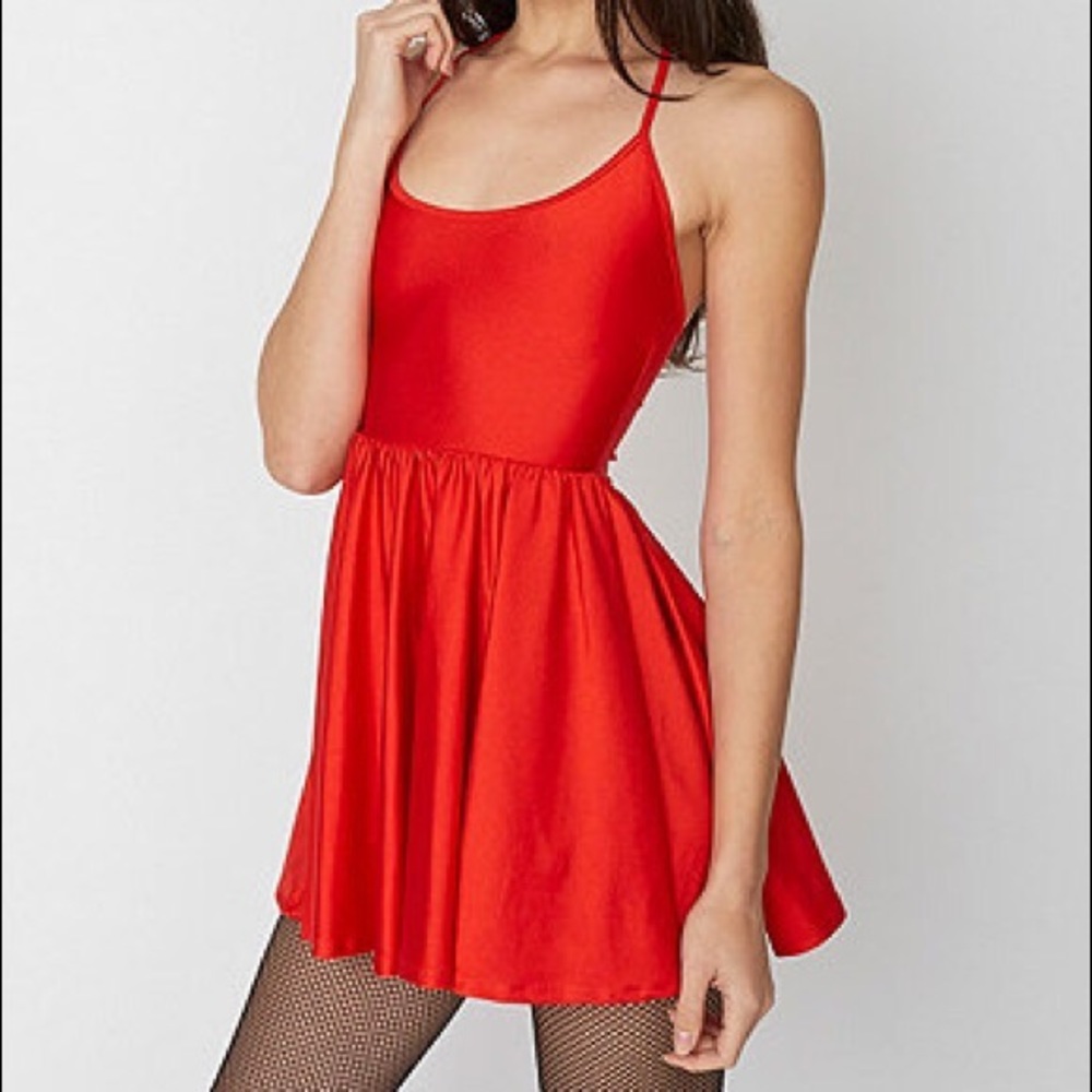 American Apparel Red Halter Spandex Mini Dress